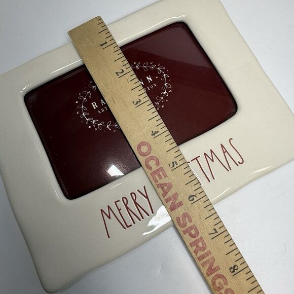 RAE DUNN Red Lettering “Merry Christmas” White Ceramic 4x6 Photo Frame - Picture 6 of 6